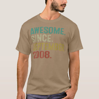 Awesome Since September 2008 Vintage 14th Birthday T-Shirt