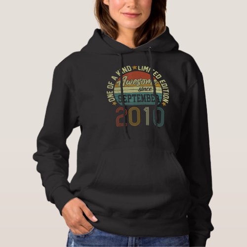 Awesome Since September 2010 12 Yrs Old 12nd Birth Hoodie
