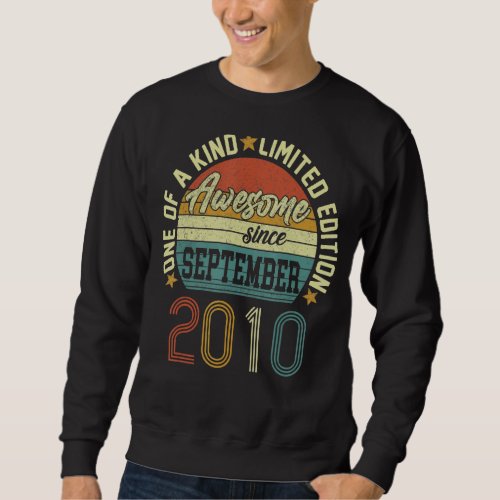 Awesome Since September 2010 12 Yrs Old 12nd Birth Sweatshirt