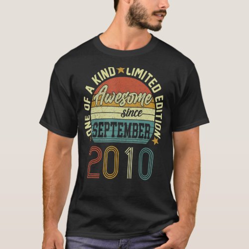 Awesome Since September 2010 12 Yrs Old 12nd Birth T_Shirt