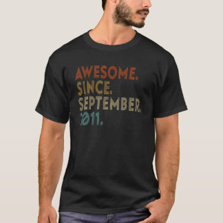 Awesome Since September 2011 Vintage 11th Birthday T-Shirt
