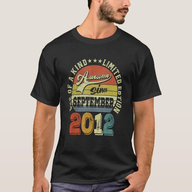 Awesome Since September 2012 10 Years Old 10th Bir T-Shirt (Front)