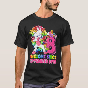 Awesome Since September 2013 8Th Birthday Unicorn T-Shirt