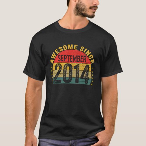 Awesome Since September 2014  9th Birthday Girls B T_Shirt