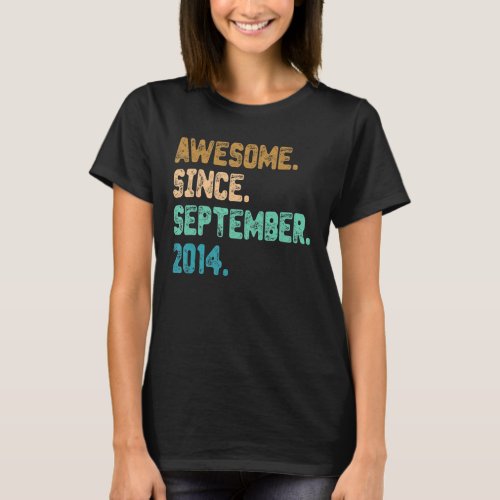 Awesome Since September 2014 Vintage 8th Birthday T_Shirt