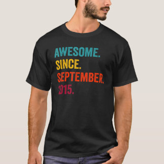 Awesome Since September 2015 7th Birthday 7 Years T-Shirt