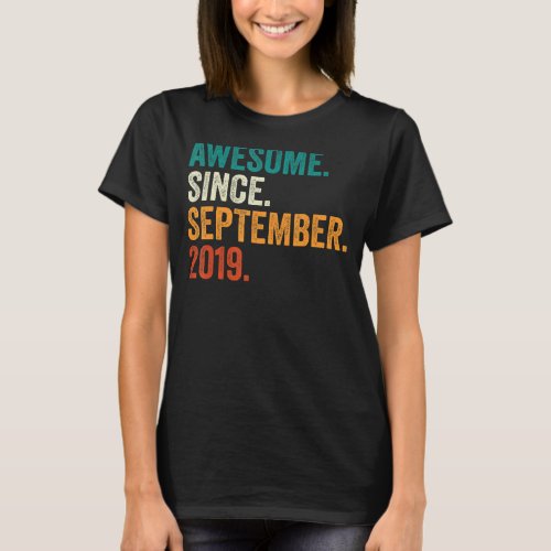 Awesome Since September 2019 3rd Birthday  3 Years T_Shirt