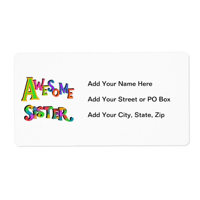 Awesome Sister T-shirts and Gifts Label (Front)