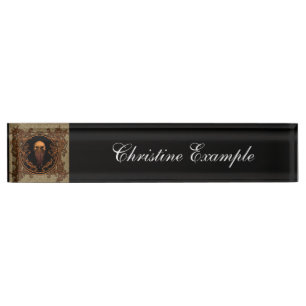 Awesome skull on a frame desk name plate