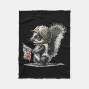 Awesome Skunk Costume In Military Look  Fleece Blanket