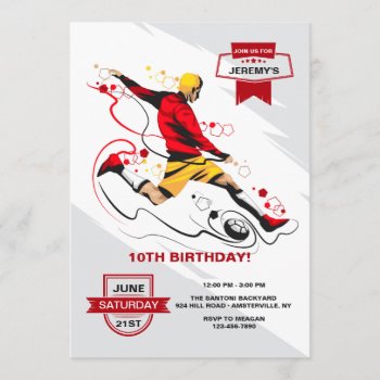 Awesome Soccer Player Invitation by PixiePrints at Zazzle