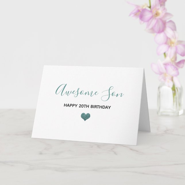 awesome son happy birthday blue gray glitter card (Orchid)