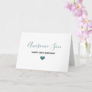 awesome son happy birthday blue gray glitter card