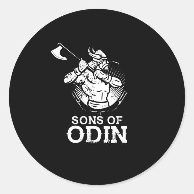 Awesome Sons of Odin Norse Vikings Classic Round Sticker (Front)