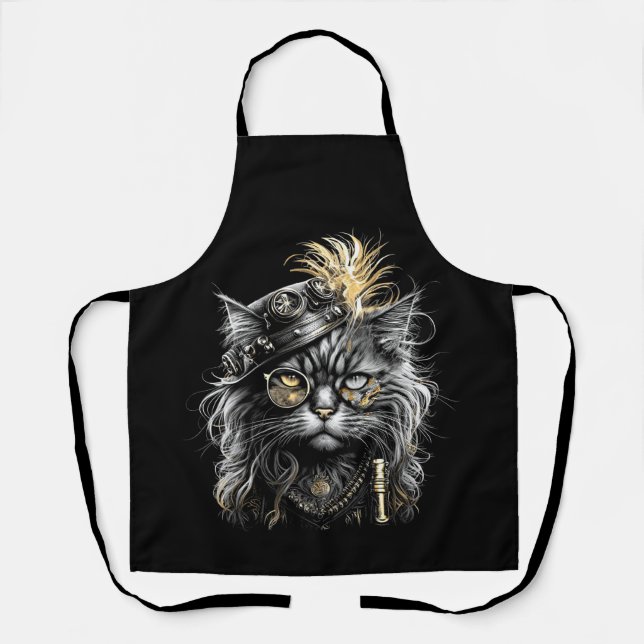 Awesome Steampunk Cat  Apron (Front)
