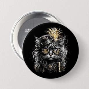 Awesome Steampunk Cat Button