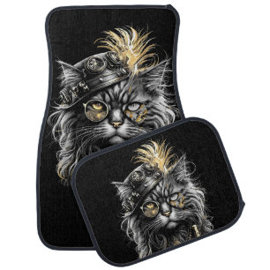 Awesome Steampunk Cat Car Floor Mat