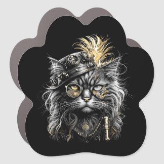 Awesome Steampunk Cat  Car Magnet
