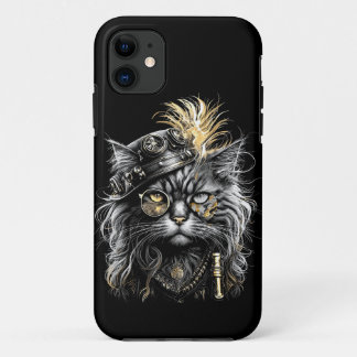 Awesome Steampunk Cat iPhone 11 Case