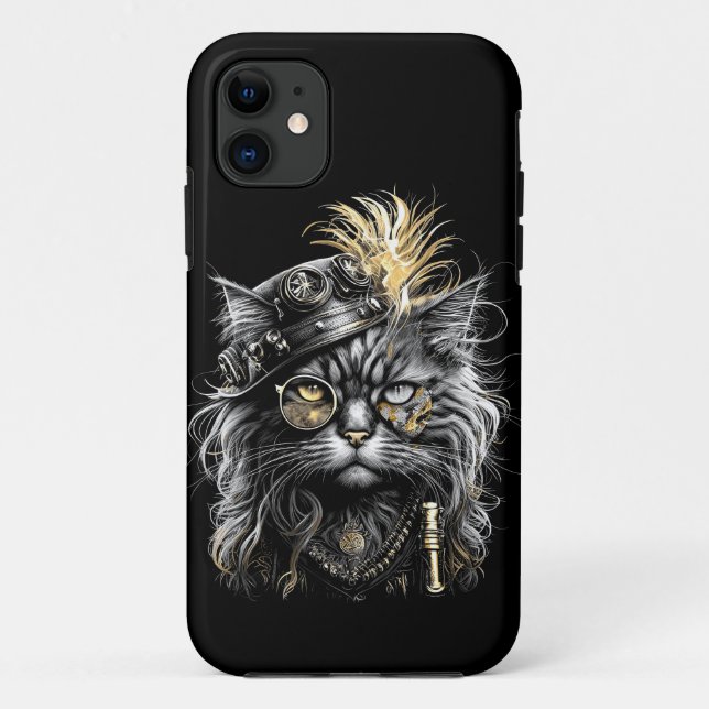 Awesome Steampunk Cat  Case-Mate iPhone Case (Back)