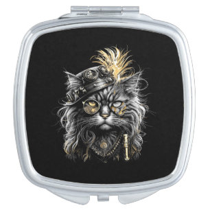 Awesome Steampunk Cat Compact Mirror