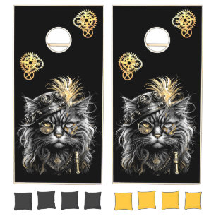 Awesome Steampunk Cat Cornhole Set