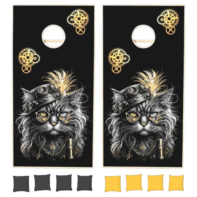 Awesome Steampunk Cat  Cornhole Set (Set)