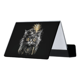 Awesome Steampunk Cat Desk Business Card Holder