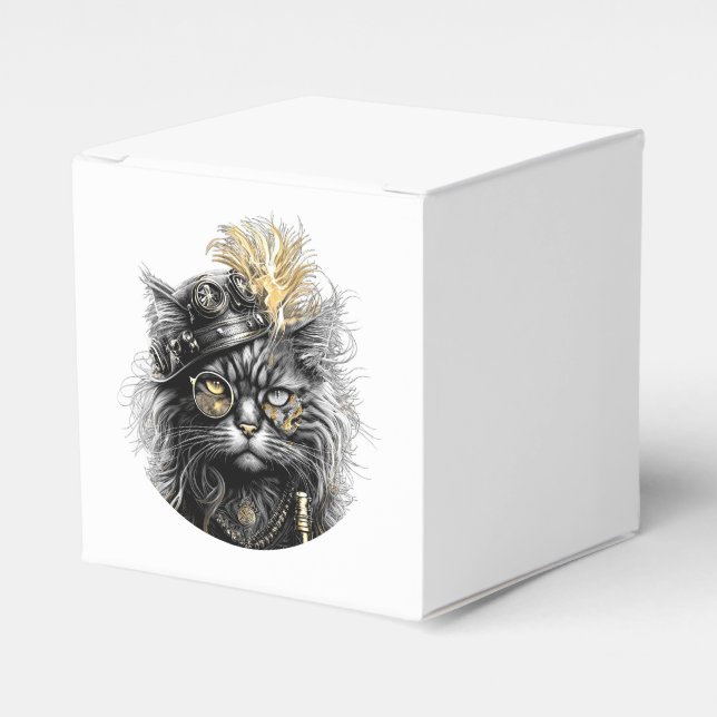 Awesome Steampunk Cat  Favor Boxes (Front Side)