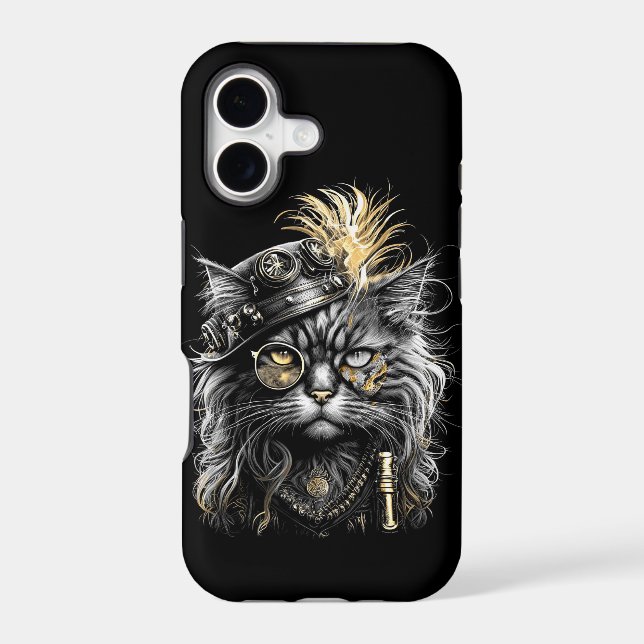 Awesome Steampunk Cat  Iphone Case (Back)