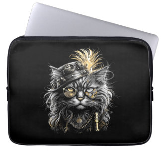 Awesome Steampunk Cat Laptop Sleeve
