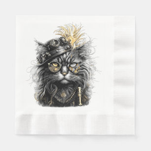 Awesome Steampunk Cat  Napkins