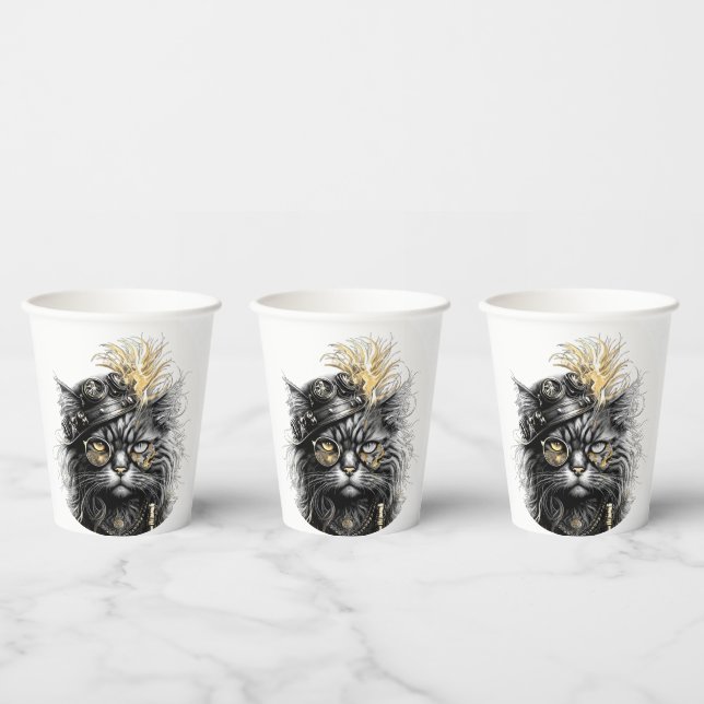 Awesome Steampunk Cat  Paper Cups (Multi)
