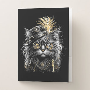 Awesome Steampunk Cat Pocket Folder