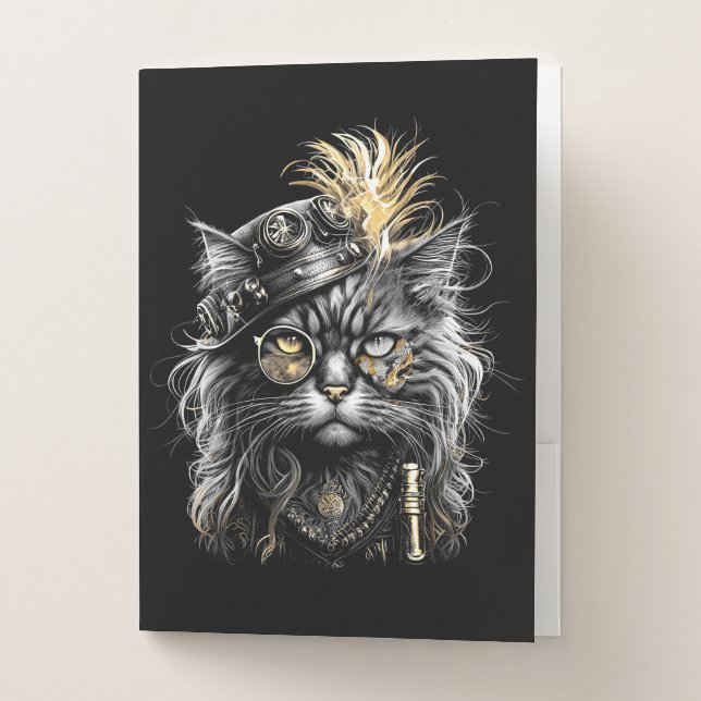 Awesome Steampunk Cat  Pocket Folder (Front)