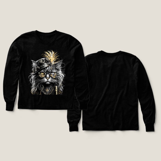 Awesome Steampunk Cat  Tri-Blend Shirts (Design Front & Back)