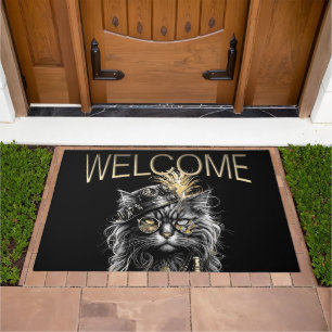 Awesome Steampunk Cat Welcome Doormat