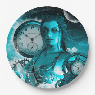 Awesome steampunk lady in the universe paper plates