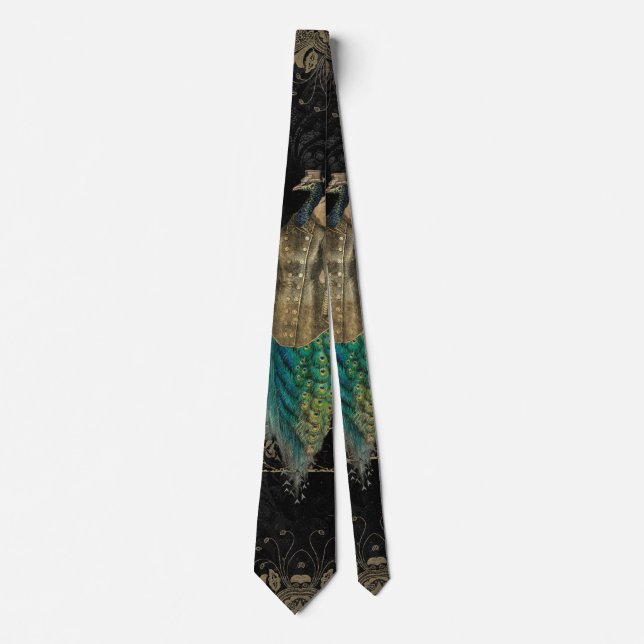Awesome steampunk peacock neck tie (Front)