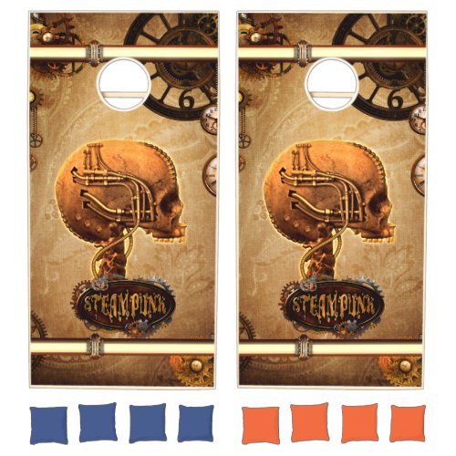 Awesome steampunk skull cornhole set