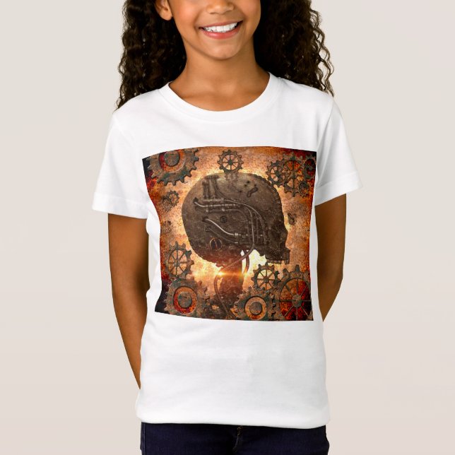 Awesome steampunk Skull with gears T-Shirt (Front)