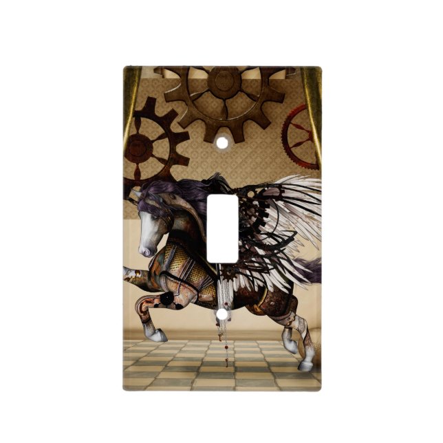 Awesome steampunk unicorn light switch cover (Front)