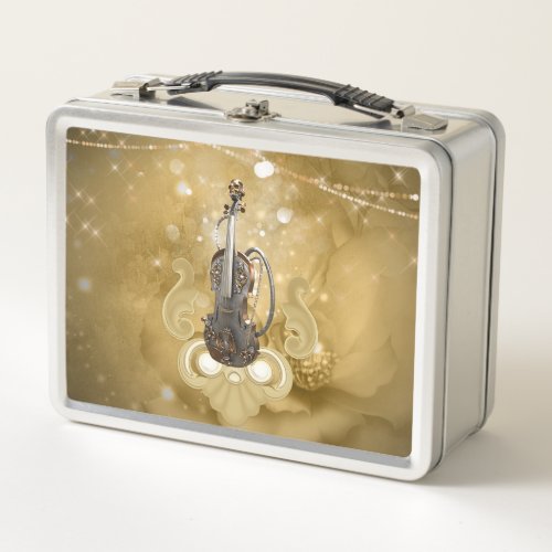 Awesome steampunk violin metal lunch box