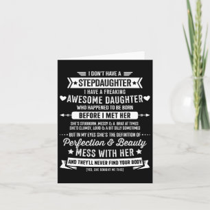 Awesome Stepdaughter For Step Bonus Dad Fathers Da Card