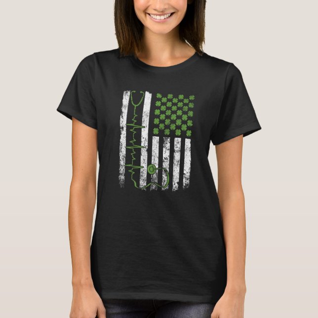 Awesome Stethoscope American Flag Nurse Doctor St  T-Shirt (Front)