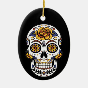 Awesome Sugar Skull   Ceramic Ornament