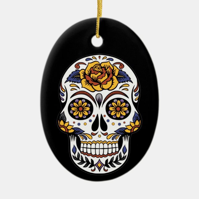 Awesome Sugar Skull   Ceramic Ornament (Front)