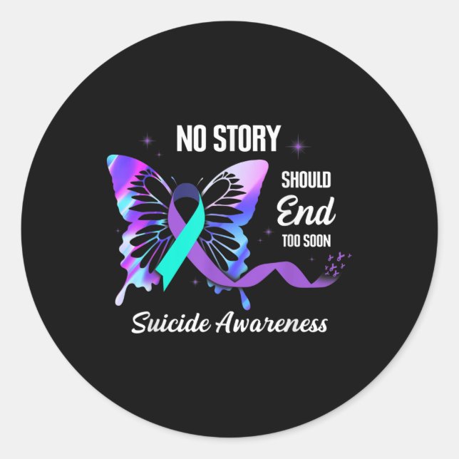 Awesome Suicide Prevention Survivor Ribbon Awarene Classic Round Sticker (Front)