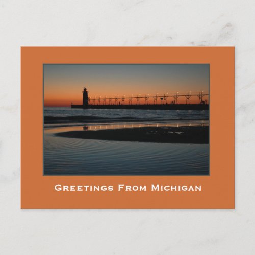 Awesome Sunset on Lake Michigan Postcard