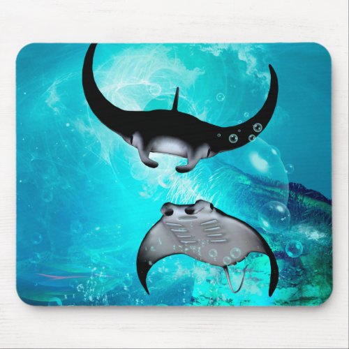 Awesome swimming manta  rays mouse pad